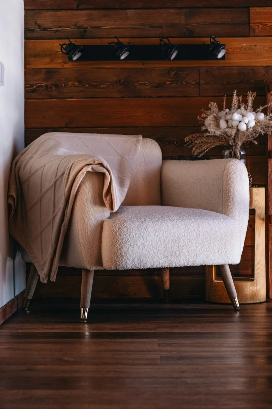 Fauteuil bouclette beige confortable